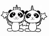Pandacorn Bff Cute Pandas Kawaii sketch template