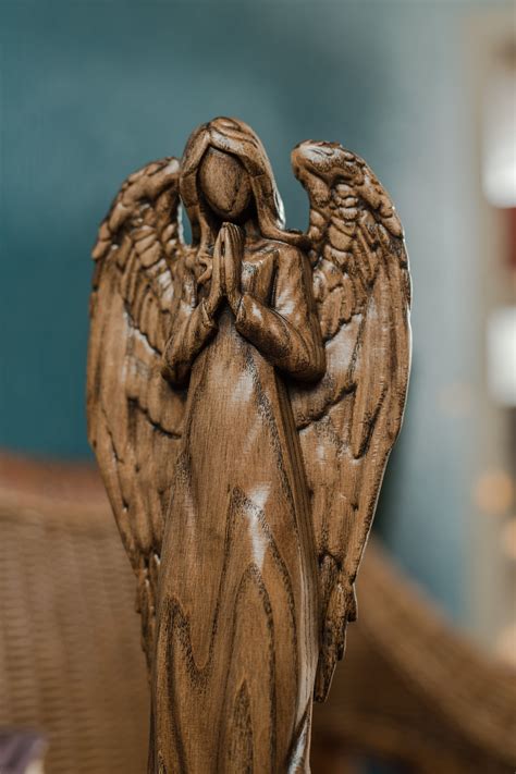 wood angel carved angel wood wooden angel figurine wooden etsy