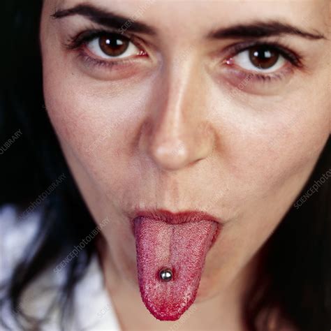 Pierced Tongue Stock Image P474 0016 Science Photo Library