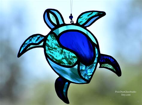 stained glass sea turtle suncatcher honu suncatcher etsy surf art