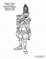 Revolutionary Printcolorfun Solder Brunswick Fifer Regiment Specht Infantry 1776 Troops sketch template