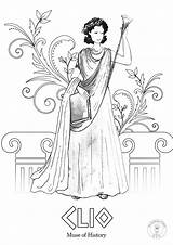 Greek Coloring Muses Pages Mythology Goddesses Gods Muse Etsy Color sketch template