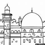 Masjid Mosque Aqsa Colouring Weltreligionen Nabawi Jerusalem Istanbul Ramadan Landmarks Thecolor Projects sketch template