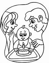 Birthday Baby Coloring Pages First 1st Kids Color Year Old Clipart Cliparts Babys Print Parents Index Favorites Add sketch template
