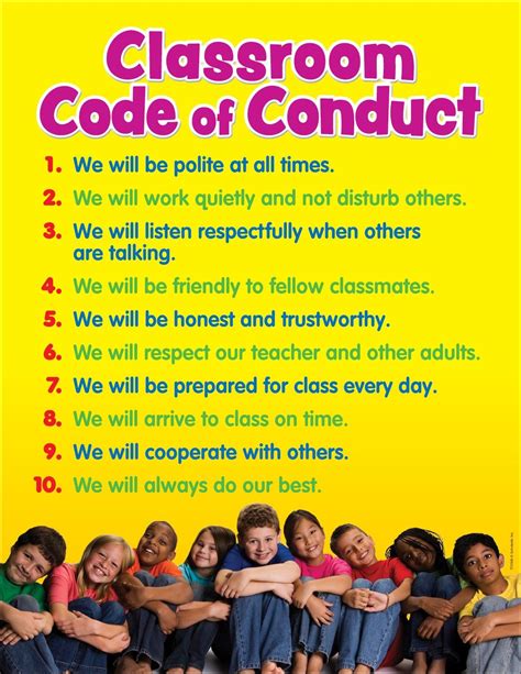 classroom code  conduct chart classroom rules classroom codes