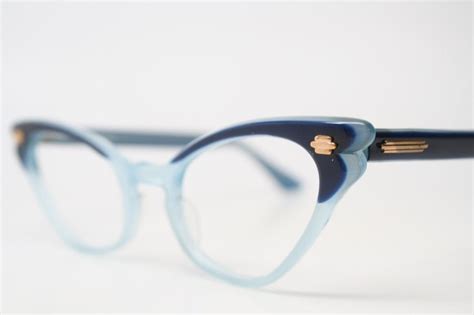 two tone blue cat eye glasses vintage cateye eyeglasses