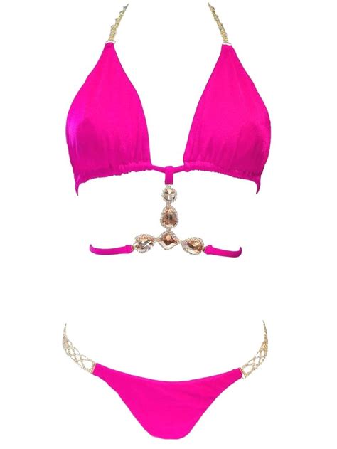 decova s pink strap open triangle top tango bottom bikini luxury