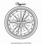Compass Coloring Nautical Vintage Line Rose Template Pages sketch template