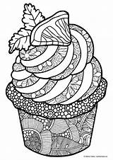 Coloring Cupcake Pages Food Mandala Vuxna Adult Zentangle Målarbild För Adults Ut Skriva Och Bilder Mandalas Färglägga Drinks Doodle Cupcakes sketch template