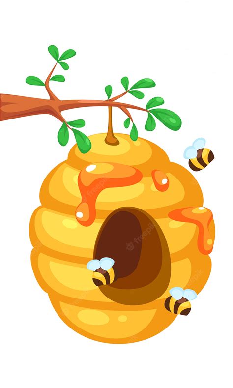 Premium Vector Bee Hive On Tree Cartoon