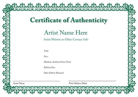 certificate  authenticity   art print    blank adoption