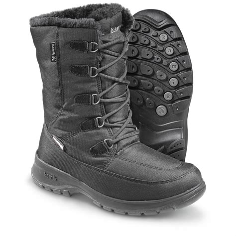 kamik womens brooklyn waterproof winter boots black  winter snow boots  sportsman