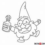 Gravity Falls Drawing Draw Gnome Drawings Characters Sketchok Step Paintingvalley sketch template