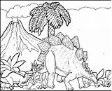 Stegosaurus Coloring Pages Volcano Kids Scenery Colouring Fascinating Adults Coloringpagesfortoddlers Dinosaur Color sketch template