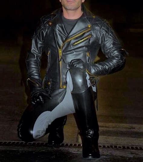 Leathercops Leather Motorcycle Pants Black Boots Men