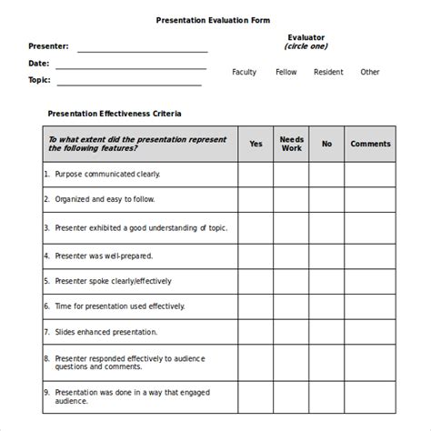 sample  evaluation forms   ms word excel