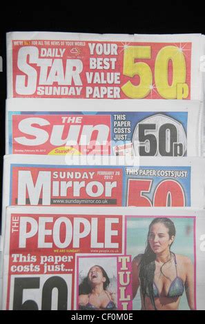 red top tabloid national newspapers  sun daily mirror stock
