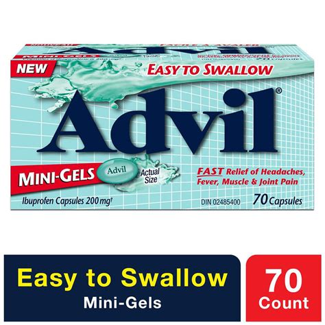 advil mini gels  count  mg ibuprofen temporary pain reliever