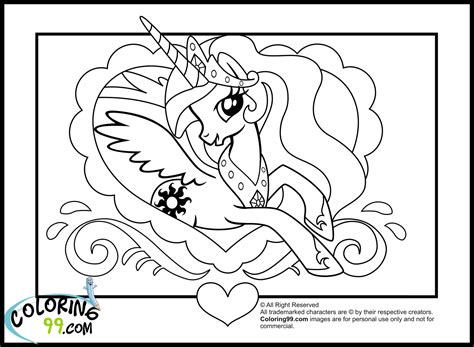 pony princess celestia coloring pages team colors