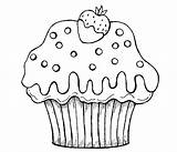 Cupcake Coloring Pages Cake Cute Cartoon Cup Muffin Color Drawing Cupcakes Strawberry Kids Sheets Dipped Chocolate Printable Simple Baked Goods sketch template