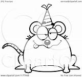 Hat Birthday Drunk Mouse Cartoon Wearing Party Royalty Clipart Cory Thoman Vector sketch template