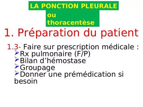 Pratique Ponction Pleurale 2018 Ppt Fichier Pps