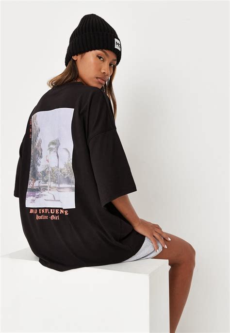 tall black bad influence graphic oversized t shirt missguided ireland