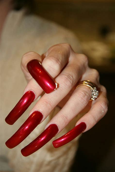 red long nails long nails curved nails nails