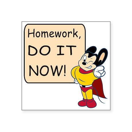mighty mouse homework    square sticker   ameriwear