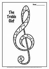 Clef Treble Coloring Colouring Bass Sheet Subject Music sketch template