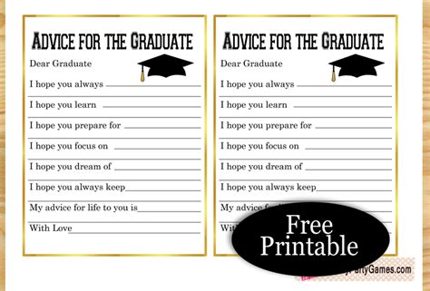 printable advice cards   graduate