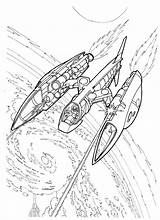 Coloring Space Fighter Wars Futuristic sketch template