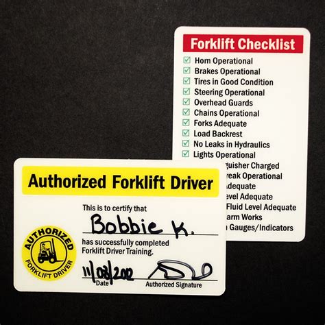 forklift certification card template  operator