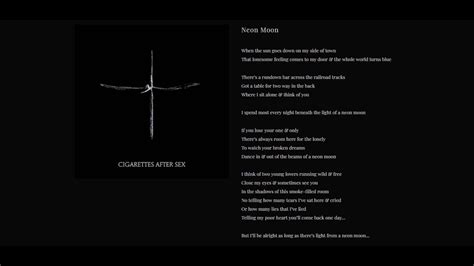 neon moon ciigarettes after sex lyrics lyrics video