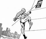 Spiderman Coloring Climbs Spider Man Drawings Back Gif sketch template