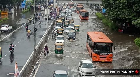 Delhi Heavy Rain Hits Traffic Movement In Several Parts Of City
