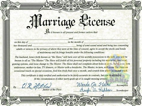 fake marriage certificate printable  printable templates