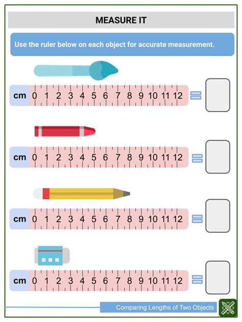 comparing lengths   objects worksheets helping  math