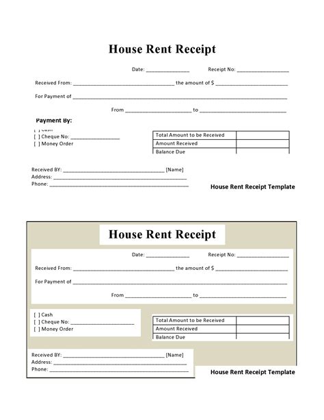 rental property receipt template