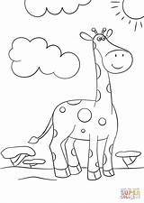 Giraffe Coloring Cartoon Pages Cute Giraffes Printable Drawing Animals Mammals Getdrawings Preschool Supercoloring Categories sketch template