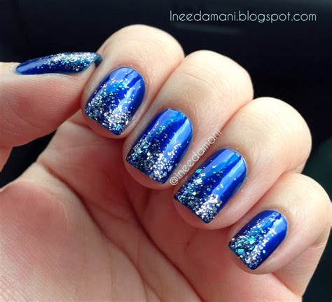 nail polish addict aruba blue and silver glitter gradient