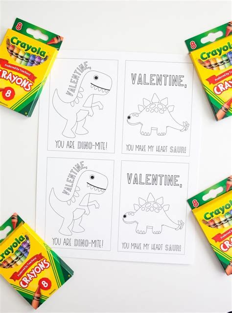 dinosaur valentines card  color dinosaur valentines love valentines