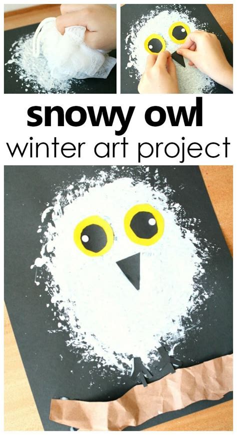 snowy owl winter craft  kids fantastic fun learning winter art