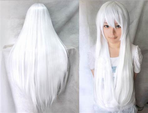 80 cm harajuku anime white cosplay wigs sexy long straight synthetic