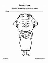Coloring Elizabeth Queen Edumonitor Pages Month History Women sketch template