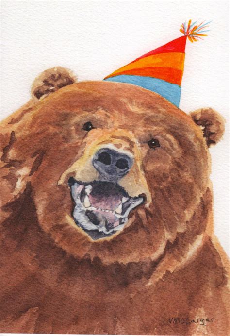 birthday bear card   card happy birthday   etsy