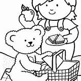 Picnic Teddy Bear Coloring Pages Girl Little Netart Going Her Getcolorings Getdrawings sketch template