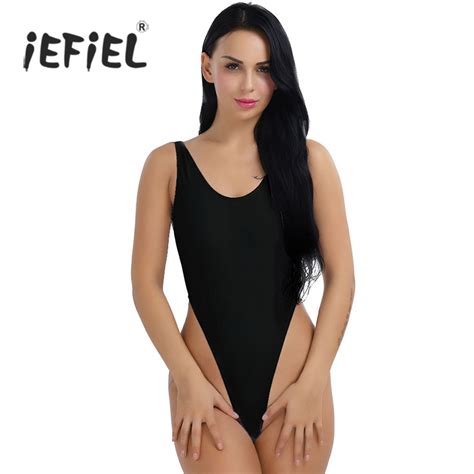 Iefiel Sexy Women One Piece High Cut Backless Thong Leotard Bikini
