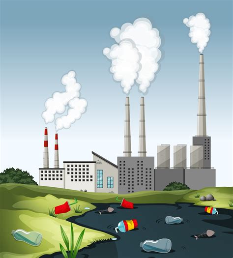 Cartoon Water Pollution Drawing Pollution Water Vector Illustration
