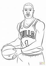 Coloring Nba Basketball Pages Players Curry Stephen Jordan Rose Drawing Print Durant James Kevin Michael Lebron Derrick Steph Logo Player sketch template